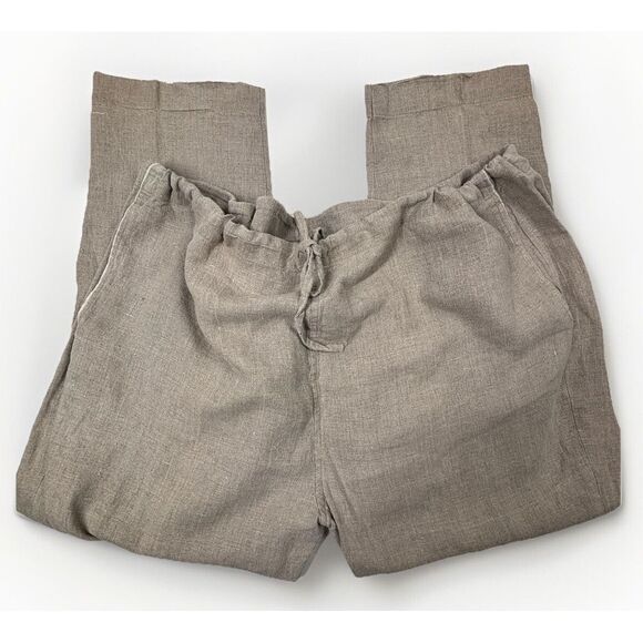 Other - 100% Linen Relax Pants Mens 56X29 Beige Drawstring Vacation Resort Beach EUC
